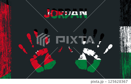 Vector flag of Jordan with a palm 125628367