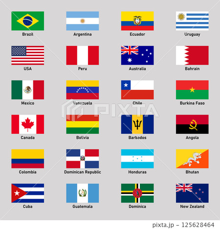 Set of flags of different american countries in flat style. 125628464