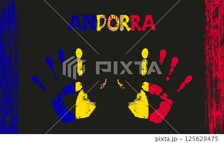Vector flag of Andorra with a palm 125628475