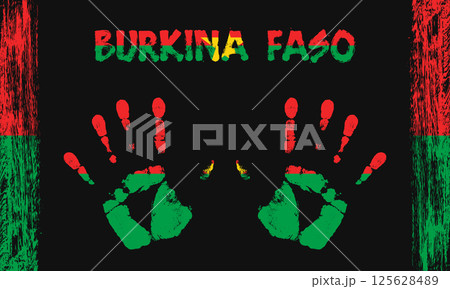 Vector flag of Burkina Faso with a palm 125628489
