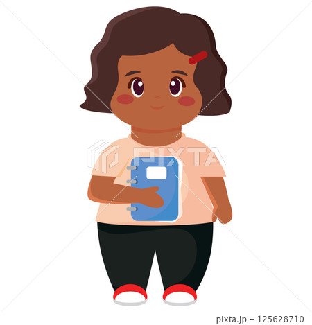 Student girl with notebook. Vector 125628710