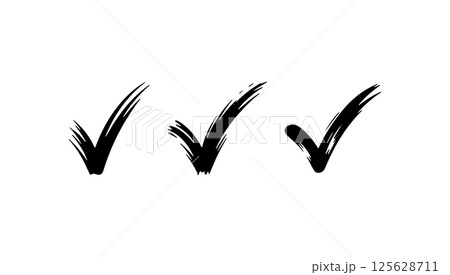 Minimal Brush Tick Symbol. A clean yet dynamic brush-style tick created with minimalistic strokes, adding a touch of motion and energy to any checklist, UI, or project. 125628711