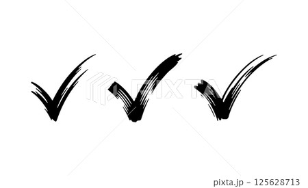 Minimal Brush Tick Symbol. A clean yet dynamic brush-style tick created with minimalistic strokes, adding a touch of motion and energy to any checklist, UI, or project. 125628713