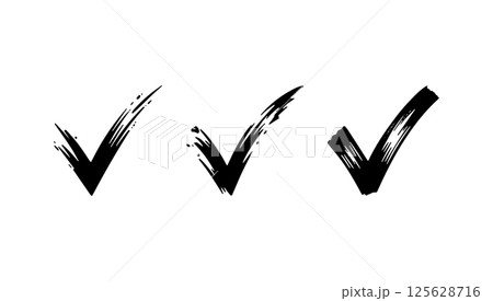 Minimal Brush Tick Symbol. A clean yet dynamic brush-style tick created with minimalistic strokes, adding a touch of motion and energy to any checklist, UI, or project. 125628716
