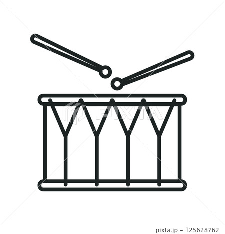 Snare drum with sticks. Vector 125628762