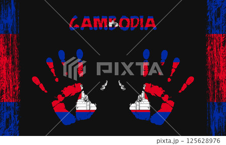 Vector flag of Cambodia with a palm 125628976