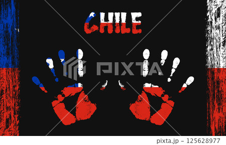 Vector flag of Chile with a palm 125628977