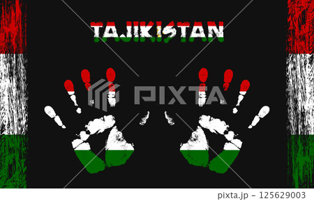 Vector flag of Tajikistan with a palm 125629003