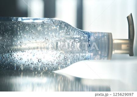 Tube of micellar gel in a ray of sunlight. 125629097