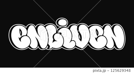 The word Enliven displayed in a striking white graffiti-style font against a solid black backdrop. The word Enliven displayed in a striking white graffiti-style font against a solid black backdrop. 125629348