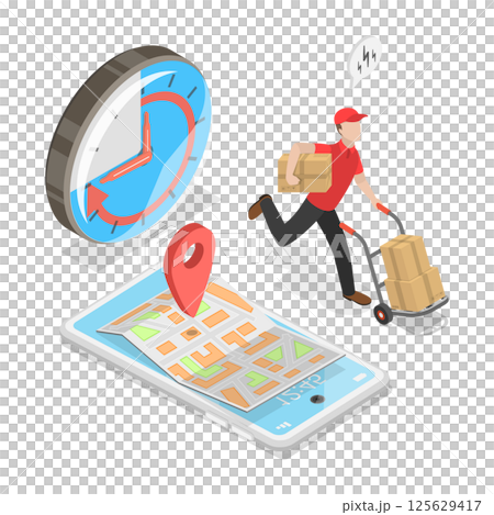 3D Isometric Flat  Illustration of Logistics And Delivery. Item 3 125629417