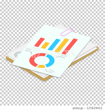 3D Isometric Flat  Set of Folders With Files. Item 3 125629422