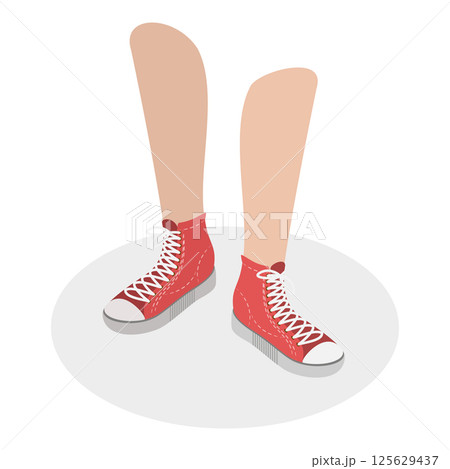 3D Isometric Flat Set of Sneakers. Item 2 3D Isometric Flat Set of Sneakers. Item 2 125629437