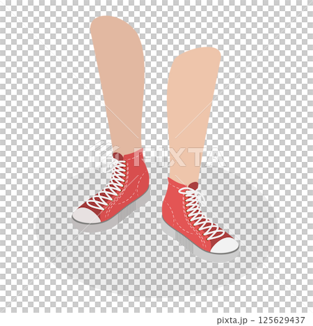 3D Isometric Flat Set of Sneakers. Item 2 3D Isometric Flat Set of Sneakers. Item 2 125629437