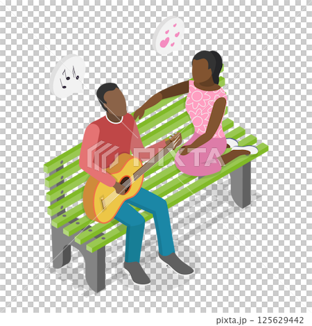 3D Isometric Flat  Set of Romantic Couples. Item 1 125629442