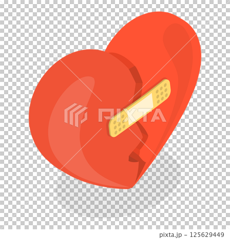 3D Isometric Flat  Set of Broken Hearts. Item 3 125629449