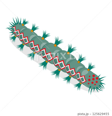 3D Isometric Flat  Set of Caterpillars And Worms. Item 1 125629455