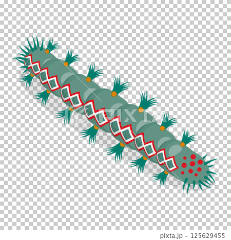 3D Isometric Flat  Set of Caterpillars And Worms. Item 1 125629455