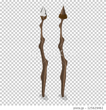 3D Isometric Flat Set of Primal Stone Age Tools. Item 3 3D Isometric Flat Set of Primal Stone Age Tools. Item 3 125629461