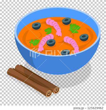 3D Isometric Flat  Illustration of Traditional Brazilian Cuisine. Item 2 125629462