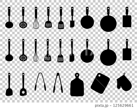 廚房用具輪廓插圖素材集 125629661