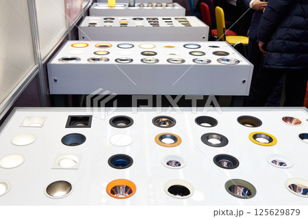 Recessed ceiling and wall lights in store Recessed ceiling and wall lights in store 125629879