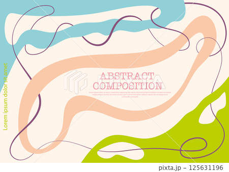 Abstract background with deformed shape and sinuous lines. Simple color composition. Template for posters, posters, banners, covers Abstract background with deformed shape and sinuous lines. Simple color composition. Template for posters, posters, banners, covers 125631196