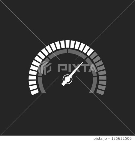 Car speedometer, vector monochrome gray scale semicircle digital gauge, accelerate indicator panel, progress bar display 125631506
