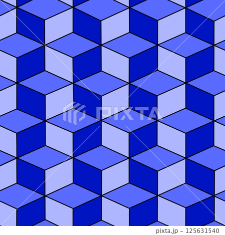 Seamless wallpaper of abstract blue geometric pattern with squares 125631540