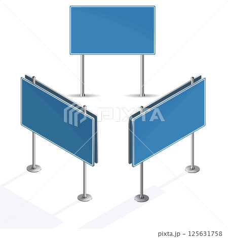 Blank blue road sign on white background Blank blue road sign on white background 125631758