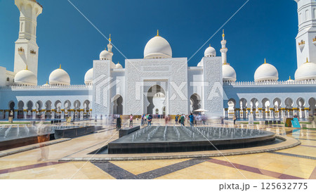 Sheikh Zayed Grand Mosque timelapse hyperlapse in Abu Dhabi, the capital city of United Arab Emirates 125632775
