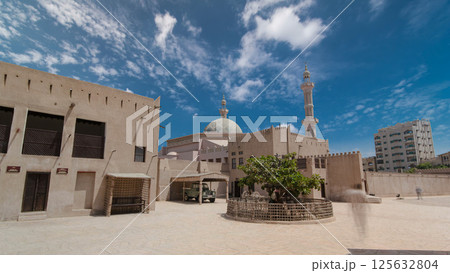 Historic fort at the Museum of Ajman timelapse hyperlapse, United Arab Emirates 125632804