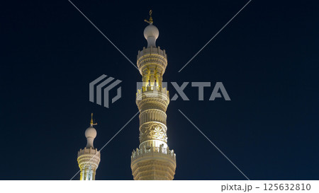 Al Noor Mosque in Sharjah at night timelapse hyperlapse. United Arab Emirates 125632810