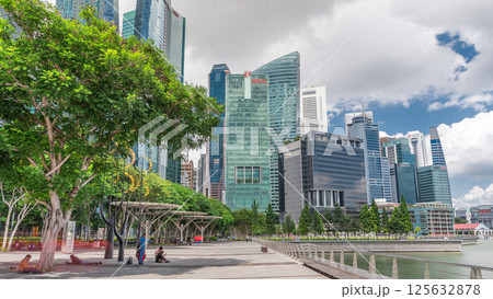 Business Financial Downtown City and Skyscrapers Tower Building at Marina Bay timelapse hyperlapse, Singapore, 125632878