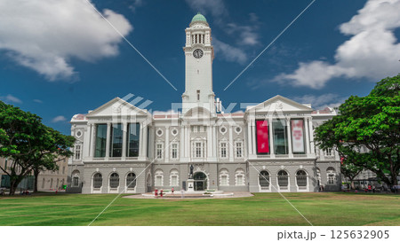 The Victoria Theatre and Concert Hall is a performing arts center in the Central Area of Singapore timelapse hyperlapse. 125632905