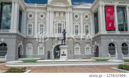 The Victoria Theatre and Concert Hall is a performing arts center in the Central Area of Singapore timelapse hyperlapse. 125632906