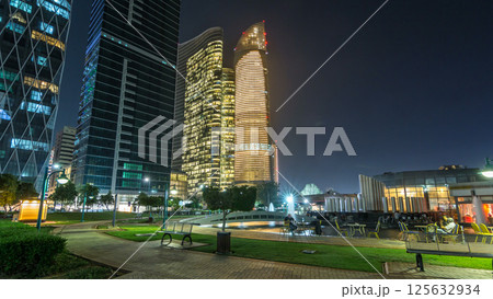 Skyscrapers in Abu Dhabi Skyline at night timelapse hyperlapse, United Arab Emirates Skyscrapers in Abu Dhabi Skyline at night timelapse hyperlapse, United Arab Emirates 125632934