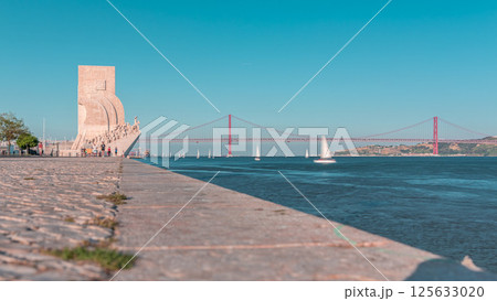 Monument to the Discoveries celebrates the Portuguese who took part in the Age of Discovery timelapse, Lisbon, Portugal Monument to the Discoveries celebrates the Portuguese who took part in the Age of Discovery timelapse, Lisbon, Portugal 125633020