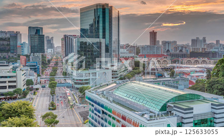 Sunset over Old Hill Street Police Station historic building in Singapore timelapse. 125633055