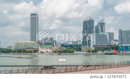 Skyline with skyscrapers of Marina Bay timelapse hyperlapse. 125633071