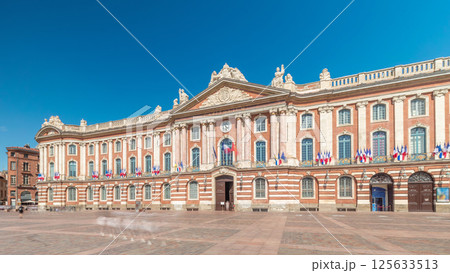 The Capitole de Toulouse timelapse hyperlapse showcases the historic city hall. France 125633513