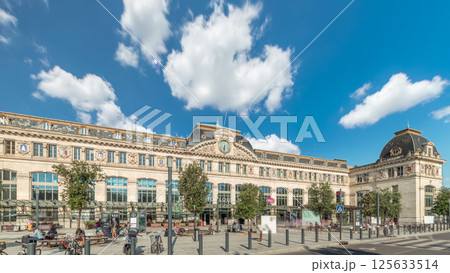 Monumental facade of Gare de Toulouse-Matabiau timelapse hyperlapse, France Monumental facade of Gare de Toulouse-Matabiau timelapse hyperlapse, France 125633514