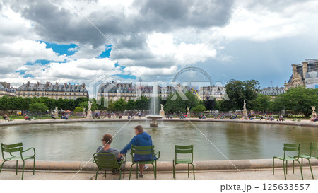 People relaxing in Tuileries Palace open air park near museum timelapse hyperlapse. Paris, France People relaxing in Tuileries Palace open air park near museum timelapse hyperlapse. Paris, France 125633557