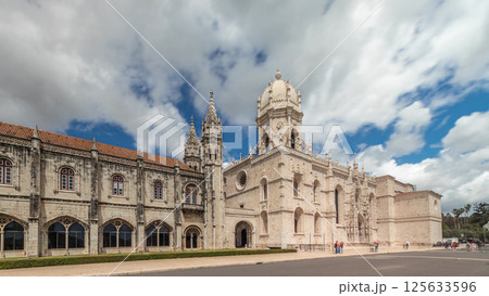 Mosteiro dos Jeronimos, located in the Belem district timelapse hyperlapse of Lisbon, Portugal. 125633596