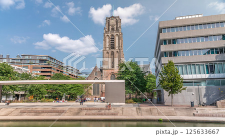 Hyperlapse of Laurenskerk on Grotekerkplein, Rotterdam. Netherlands 125633667