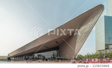 Hyperlapse of Rotterdam Central Station, the main railway hub in South Holland, Netherlands 125633669
