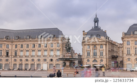 Place de la Bourse timelapse hyperlapse in Bordeaux, France, with the Fountain 125633734