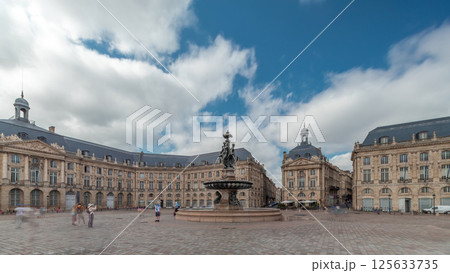 Place de la Bourse timelapse hyperlapse in Bordeaux, France, with the Fountain 125633735