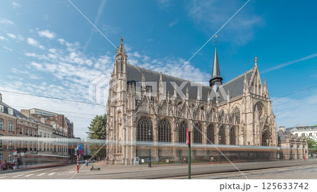 Church of Our Lady of Victories at the Sablon timelapse hyperlapse in Brussels, Belgium. 125633742