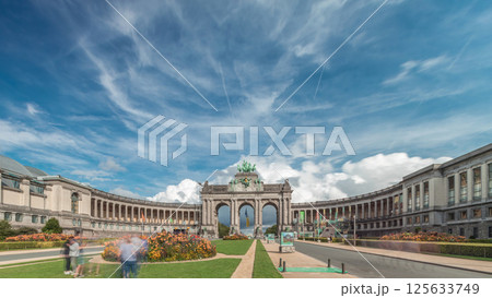 Hyperlapse of the Cinquantenaire Arcade in Parc du Cinquantenaire, Brussels, Belgium. 125633749